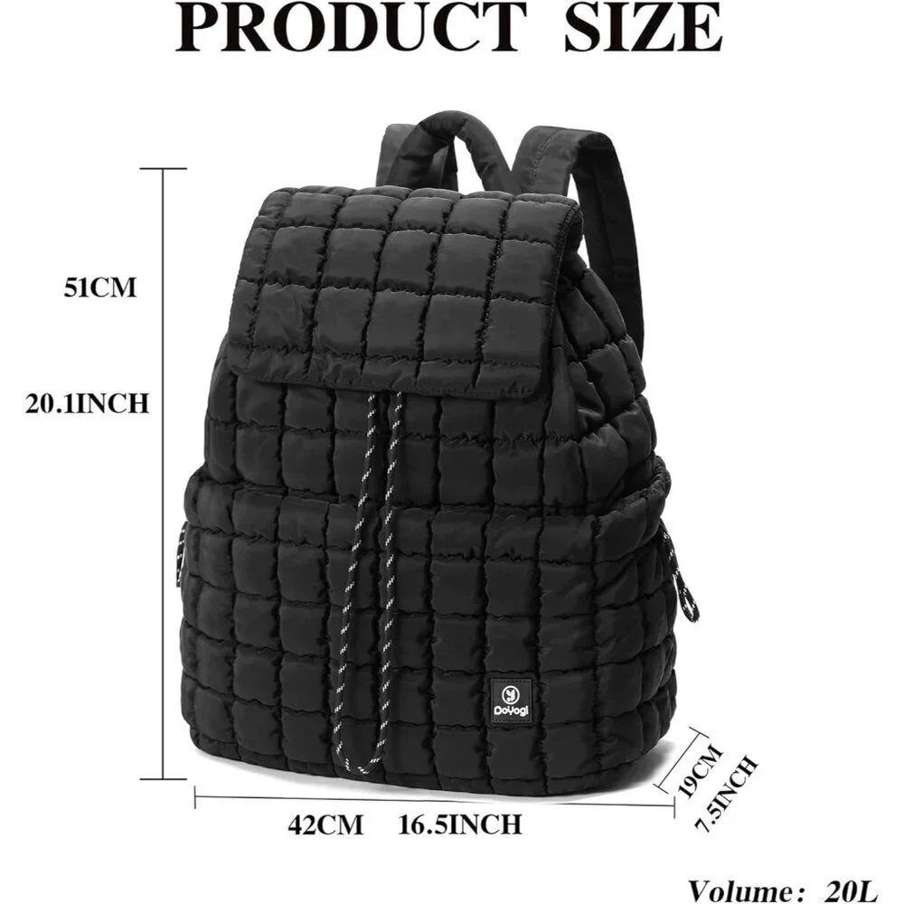 Women's Black Lightweight Hiker Pack Drawstring Imported Padding Backpacks